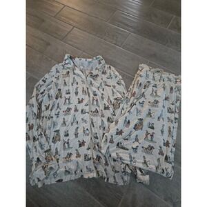 Sweet P Baby Co Pajama Set Christmas Elfie Print Lounge Sleep Holiday Neutral XL